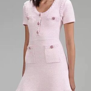 Self-Portrait Light Pink Knit Mini Dress
